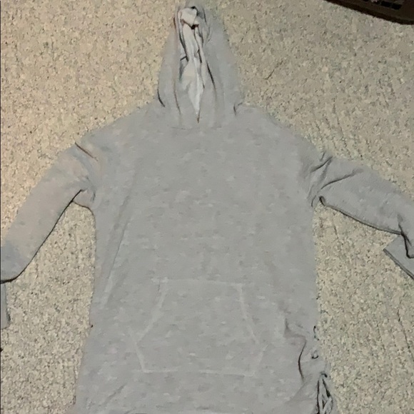 grey hoodie with ties on side - Picture 1 of 2